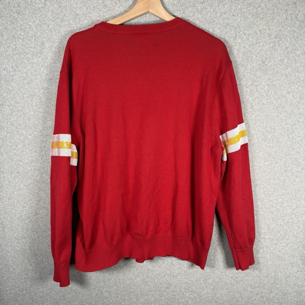 Queen of sparkles kansas city chief sweater womens XL red pullover v neck sequin - Picture 2 of 9